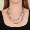 12019 - Layered Crystal Necklace - Silver