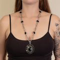 1261 - Crystal Pendant Necklace - Black