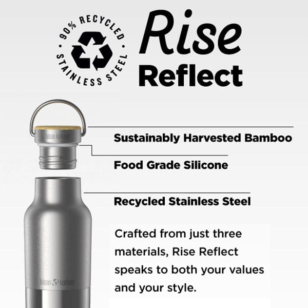 Klean Kanteen Brushed 12oz Rise Reflect Insulated Bottle with Bamboo Cap
