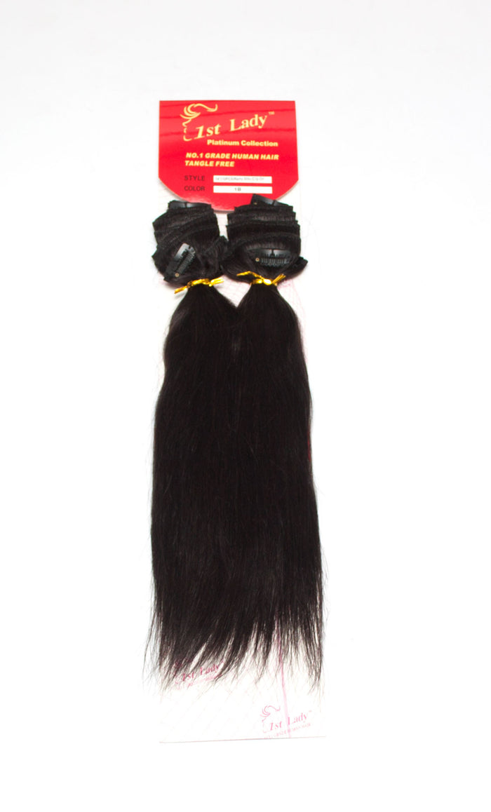1st Lady Human Hair Remy Clip-On Silky Straight Hair Extensions 14"  (10Pcs) - Elysee Star