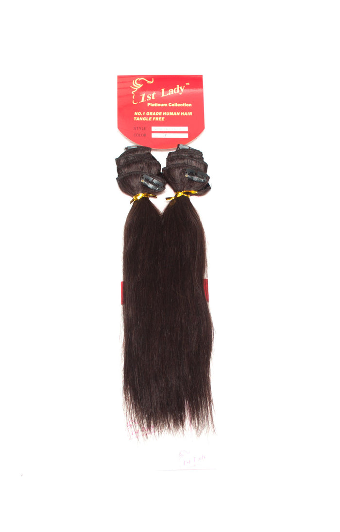 1st Lady Human Hair Remy Clip-On Silky Straight Hair Extensions 14"  (10Pcs) - Elysee Star