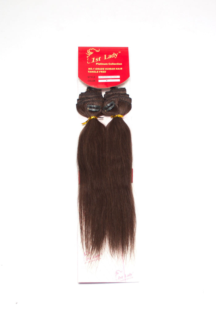 1st Lady Human Hair Remy Clip-On Silky Straight Hair Extensions 14"  (10Pcs) - Elysee Star