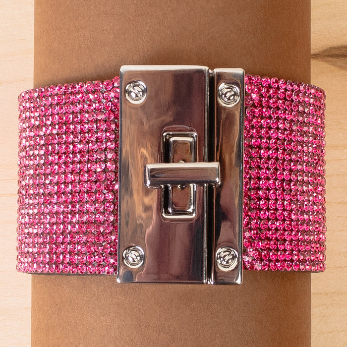 4201 - Rhinestone Cuff Bracelet - Fuchsia