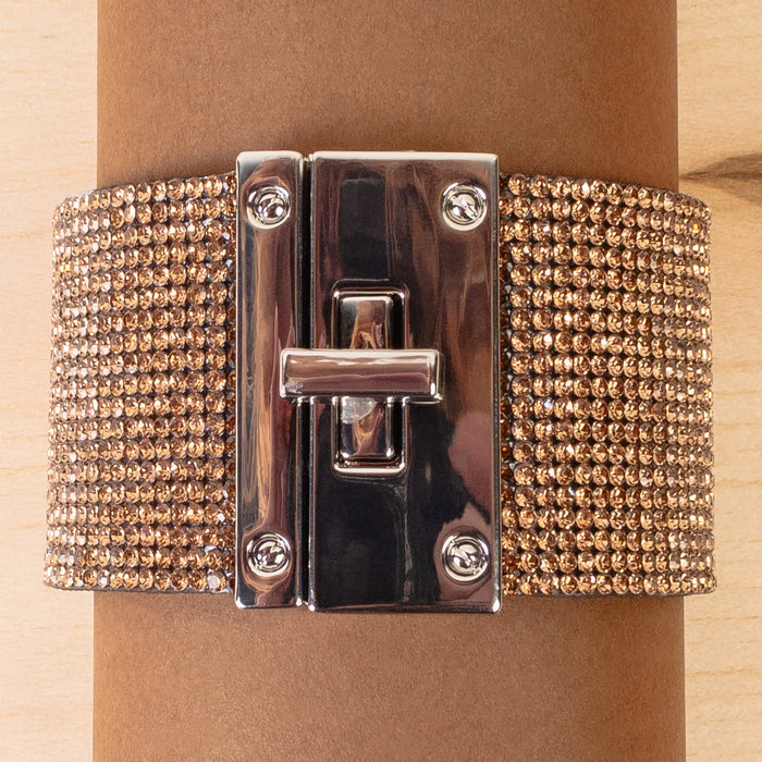 4201 - Rhinestone Cuff Bracelet - Gold