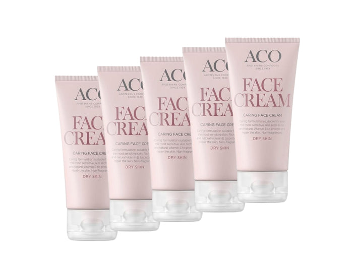 5 × ACO Face Caring Face Cream 50ml (1.69 fl oz) – Swedish Daily Moisturizing Face Cream for Normal, Dry & Sensitive Skin