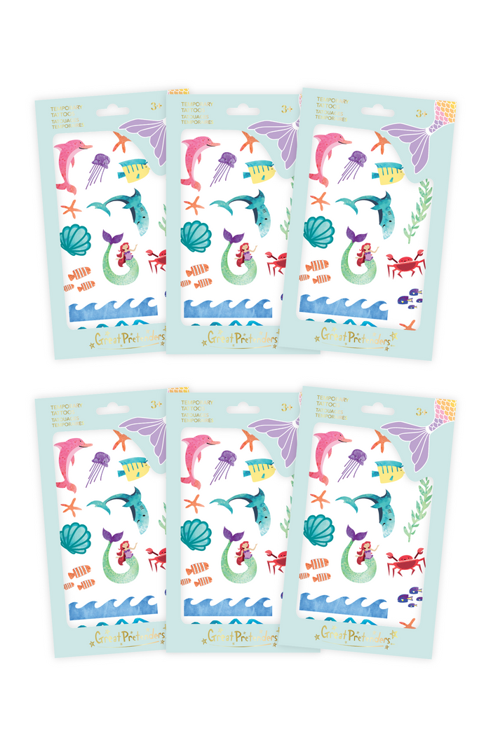 6 Packs of Mermaid Temporary Tattoos