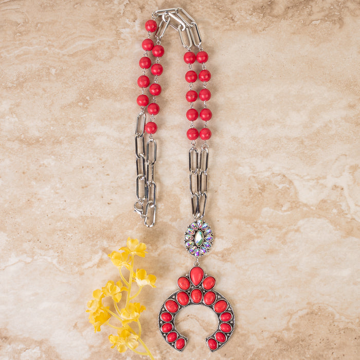 92071 - Squash Blossom Necklace - Red