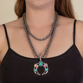 92084 - Layered Squash Blossom Necklace - Turquoise & Silver