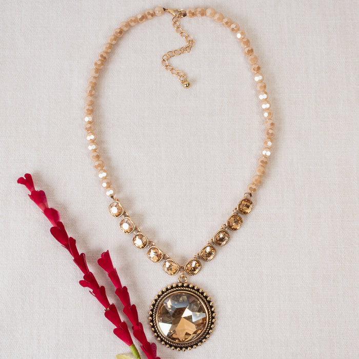 92118 - Crystal Pendant Necklace - Gold
