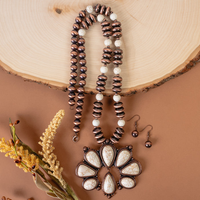 92197 - Squash Blossom Necklace - Ivory & Copper