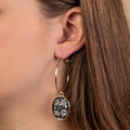 93219 - Animal Print Hoop Earrings - Black