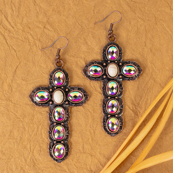 93371 - Squash Blossom Earrings - Ivory & Copper