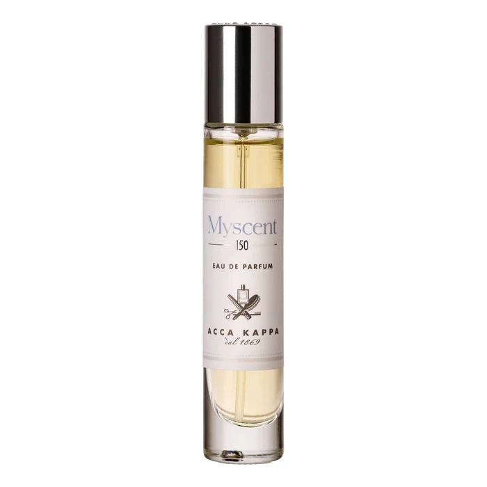Acca Kappa My Scent parfymeflaske med sølvkork og hvit etikett
