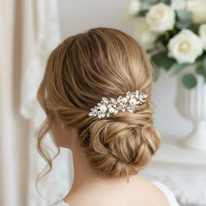 Wedding Hair Accessories - Pearl Bridal Hair Comb - Available in Silver and Gold