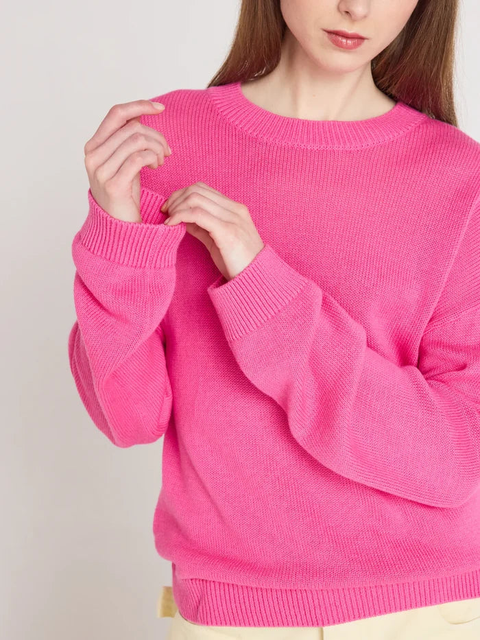AVERY COTTON KNIT SWEATER | Flamingo - Darling & Domain