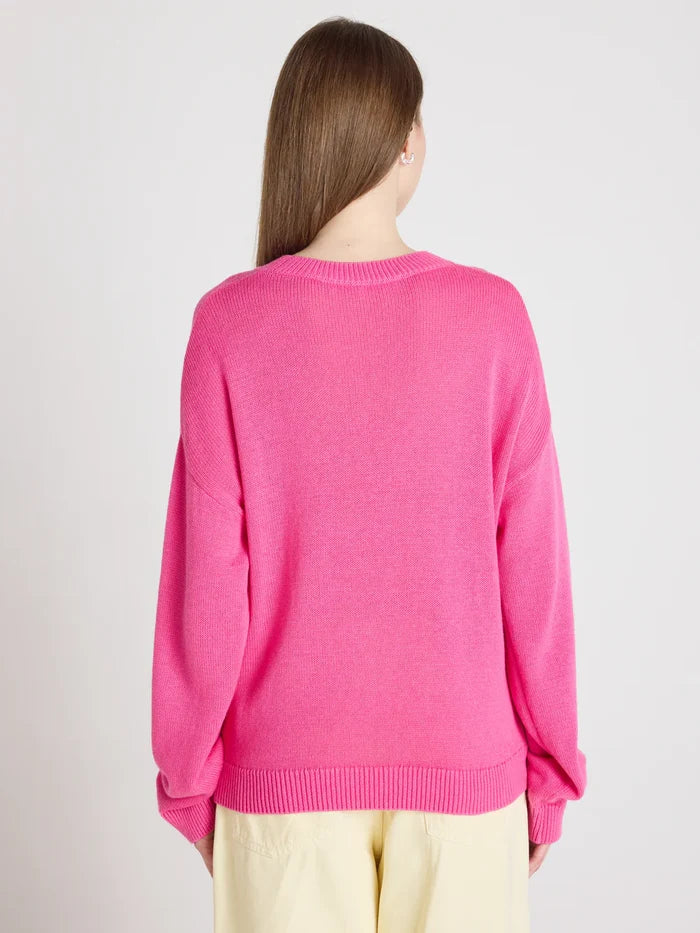 AVERY COTTON KNIT SWEATER | Flamingo - Darling & Domain