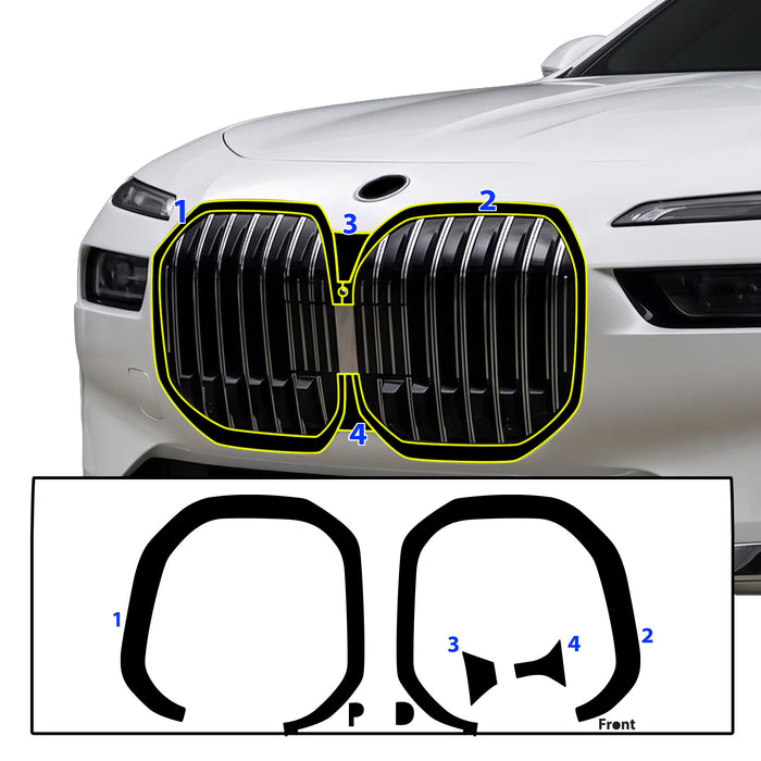 BMW 7 Series 2023-2026 Blackout Chrome Delete Kit – Precut Gloss Black Vinyl Overlays