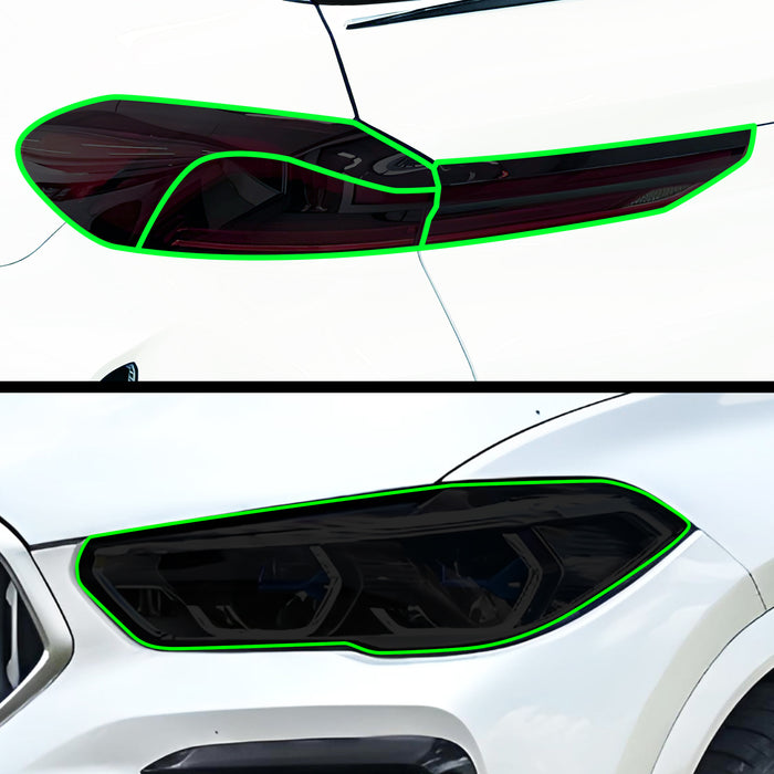 Fits BMW X6 2019 - 2023 Full Headlight Taillight Precut Smoked PPF Tint Kit Film Overlay - Bogar Tech Designs