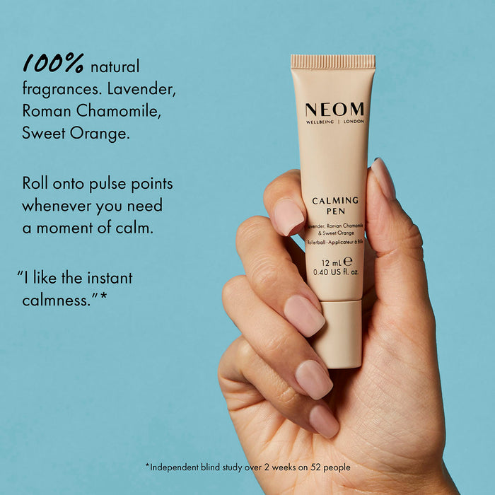 NEOM calming pen with lavender, chamomile and orange essential oils for stress relief and relaxation