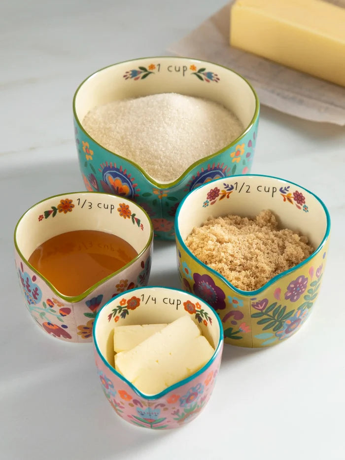 Ceramic Nesting Measuring Cups - Folk Flower-view 2