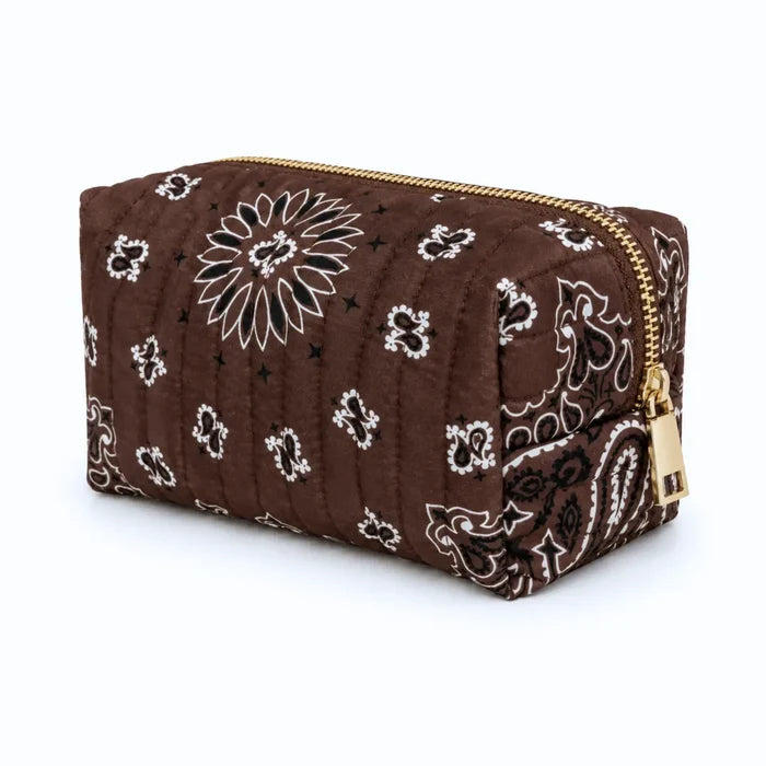 Chocolate Brown Bandana Cosmetic Case, Everyday Travel Pouch (Copy)