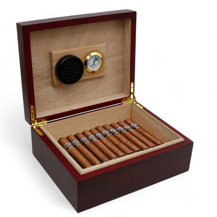 CIGAR HUMIDOR BOX: Luxury Mahogany Satin Finish fully lined in Cedar Wood - Al Capone Design