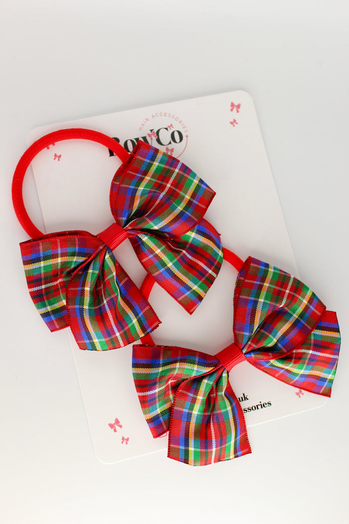 Classic Tartan Tail Bows Set - Elastic
