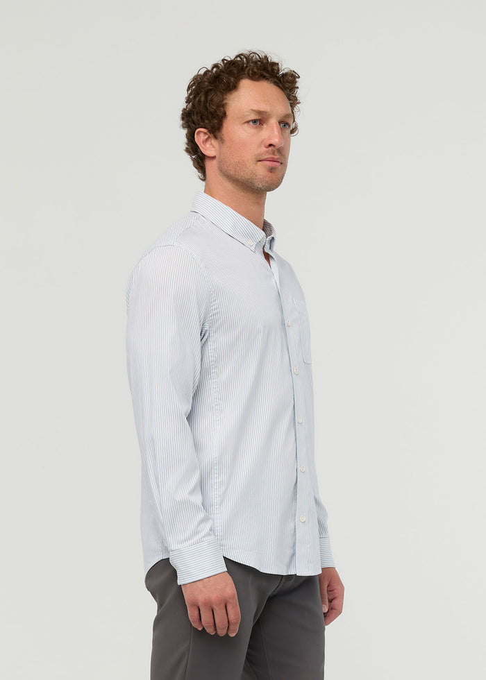 Men's Blue Stripe Twill One Pocket Shirt side