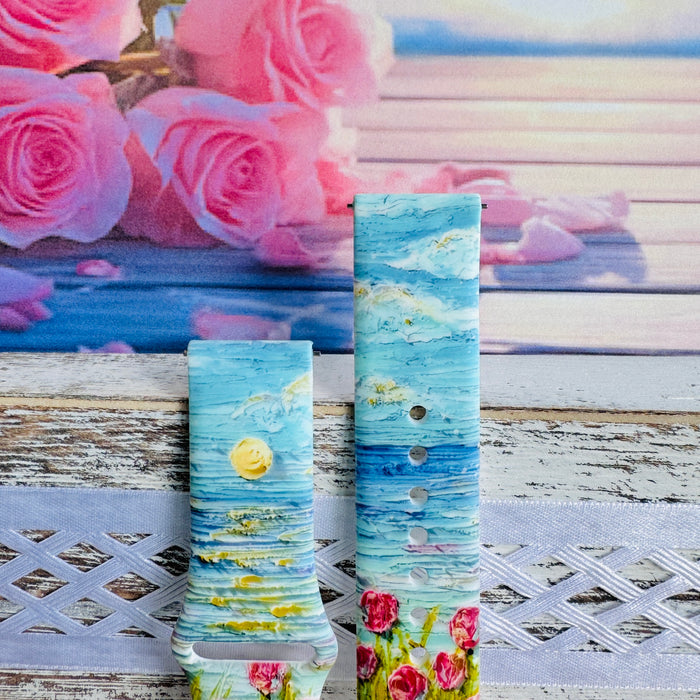 Coastal Bloom Print Silicone Band For Samsung Watch