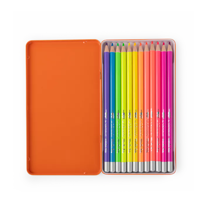Moulin Roty - Colouring Pencils - Les Schmouks - 12 Neon - Content
