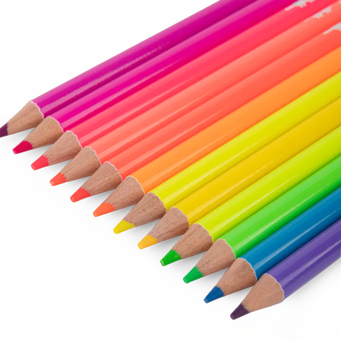 Moulin Roty - Colouring Pencils - Les Schmouks - 12 Neon - Close Look