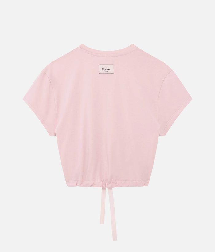 Crop Top, Satin Ribbon Adjustable Waist T-Shirt - REP S0704