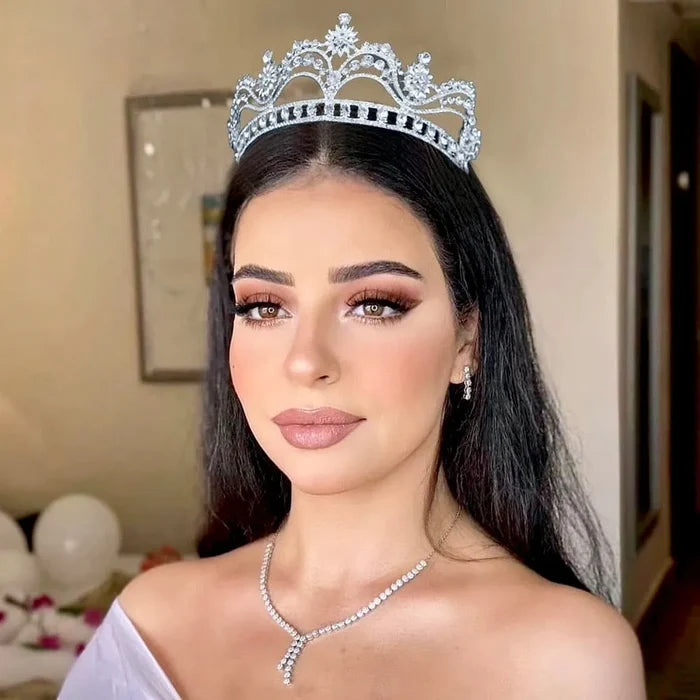 Demetria - Wedding Cubic Zirconia Bridal Tiara - Silver