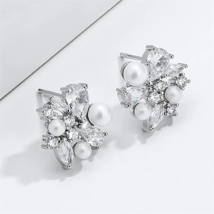 Wedding Jewelry - Pearl Bridal Stud Earrings - Available in Silver and Gold