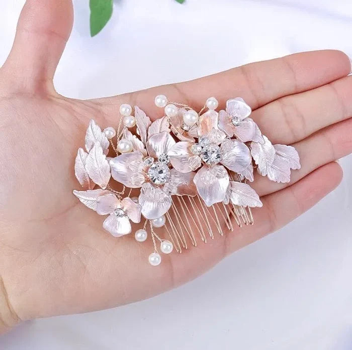 Wedding Hair Accessories - Pearl and Crystal Bridal Hair Comb - Available in Silver, Rose Gold and Yellow Gold