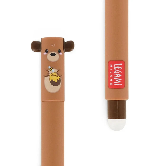 Erasable Gel Pen - Teddy Bear W/Honey - Close Up Cut