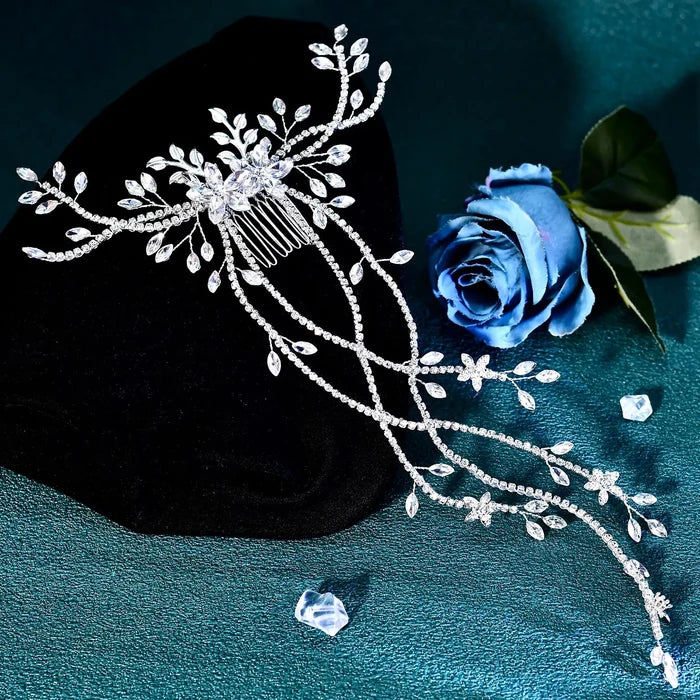 Wedding Hair Accessories - Cascading Crystal Bridal Hair Comb / Hair Vine- Available in Silver and Gold