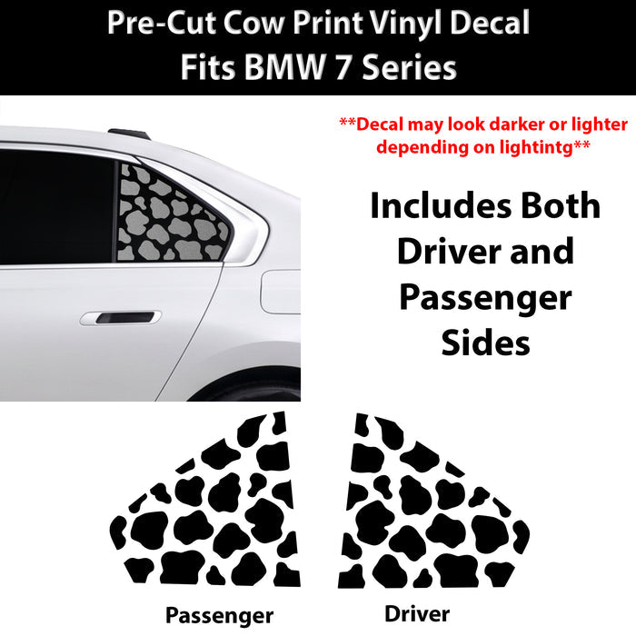 Fits BMW 7 Series 2023-2026 Animal Leopard Cheetah Cow Window Vinyl Decal Stickers