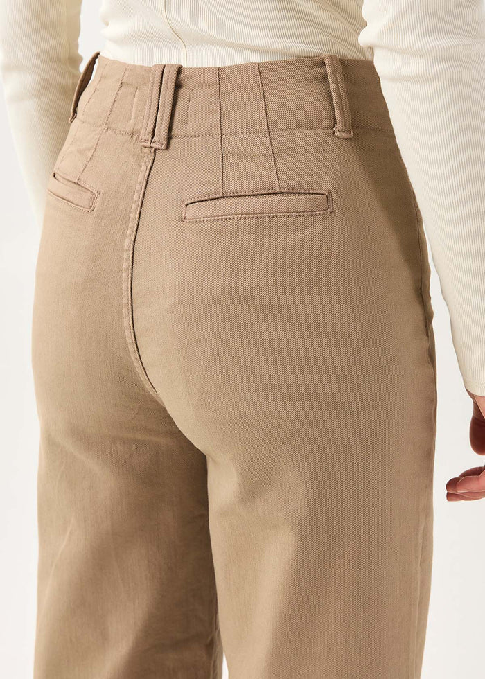 Women's Desert Tan High Rise Trouser back pocket detail