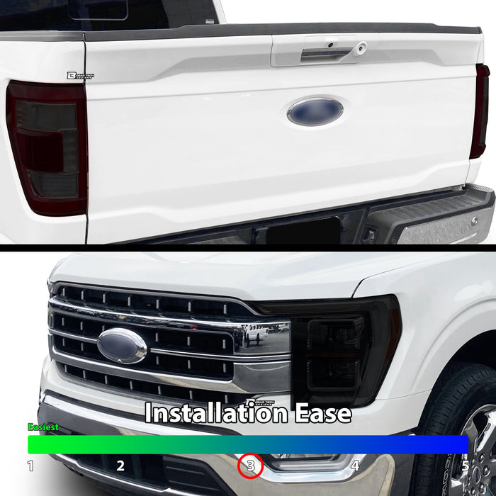 Full Headlight Taillight Precut Smoked PPF Tint Kit Film Overlay Fits FORD F - 150 F150 2021 - 2023 - Bogar Tech Designs
