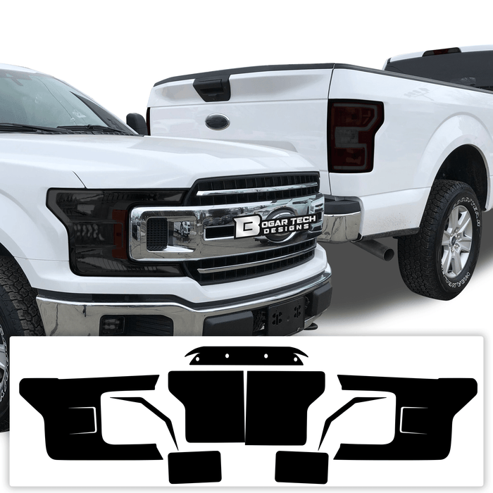 Complete Full Headlight Taillight Precut Film Overlay Tint Kit Fits Ford F150 2018 - 2020 - Bogar Tech Designs