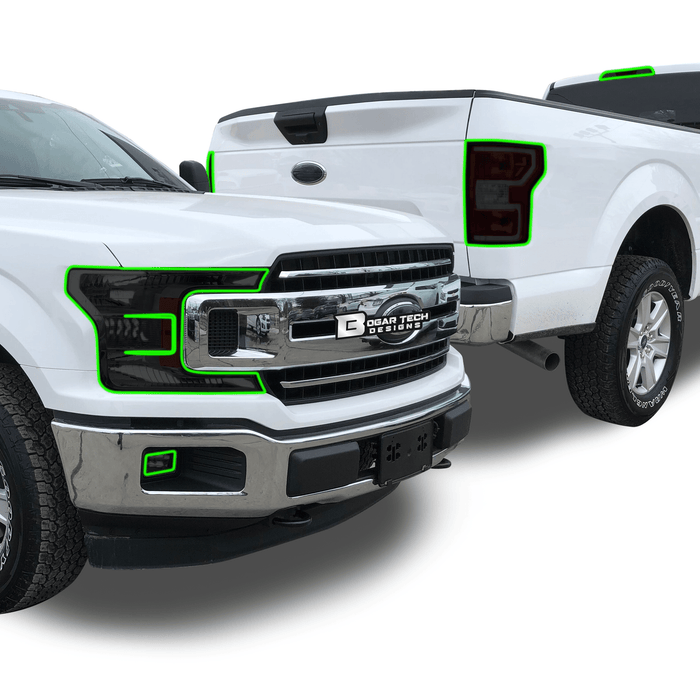 Complete Full Headlight Taillight Precut Film Overlay Tint Kit Fits Ford F150 2018 - 2020 - Bogar Tech Designs