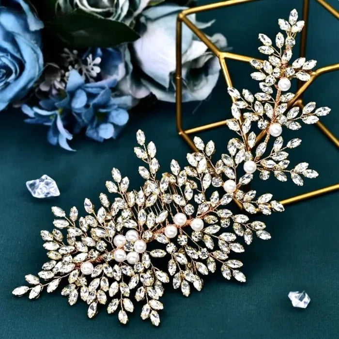 Wedding Hair Accessories - Pearl and Crystal Bridal Headband - Available in Silver and Gold