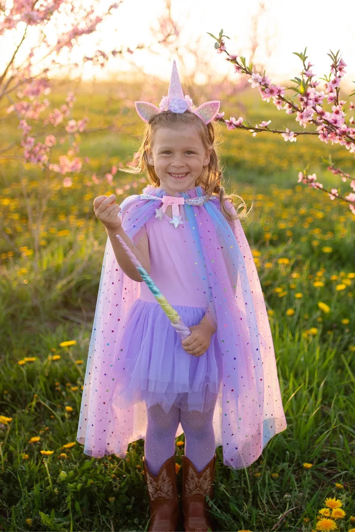 Great Pretenders Rainbow Unicorn Cape w/ Headband 4-6