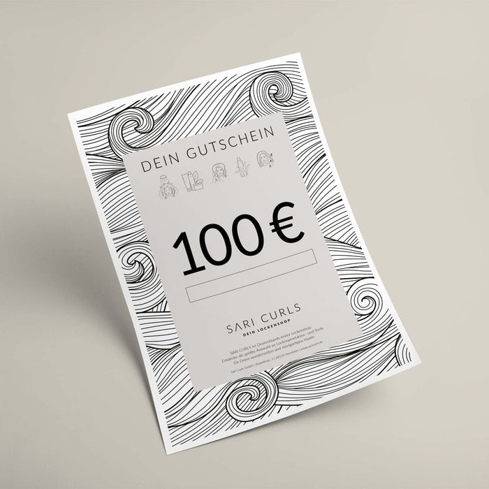Gutschein per E-Mail | 100 Euro Geschenkgutscheine SARI CURLS | Dein Lockenshop