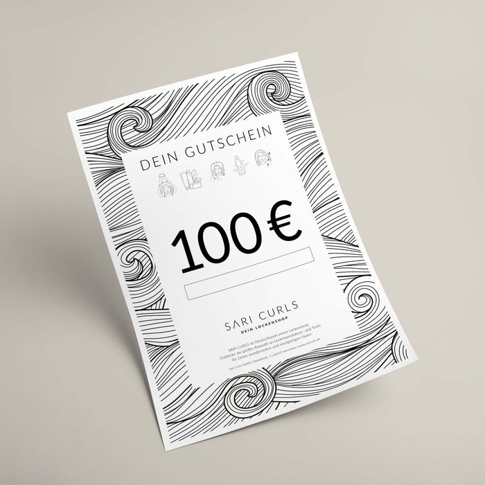 Gutschein per E-Mail | 100 Euro Geschenkgutscheine SARI CURLS | Dein Lockenshop