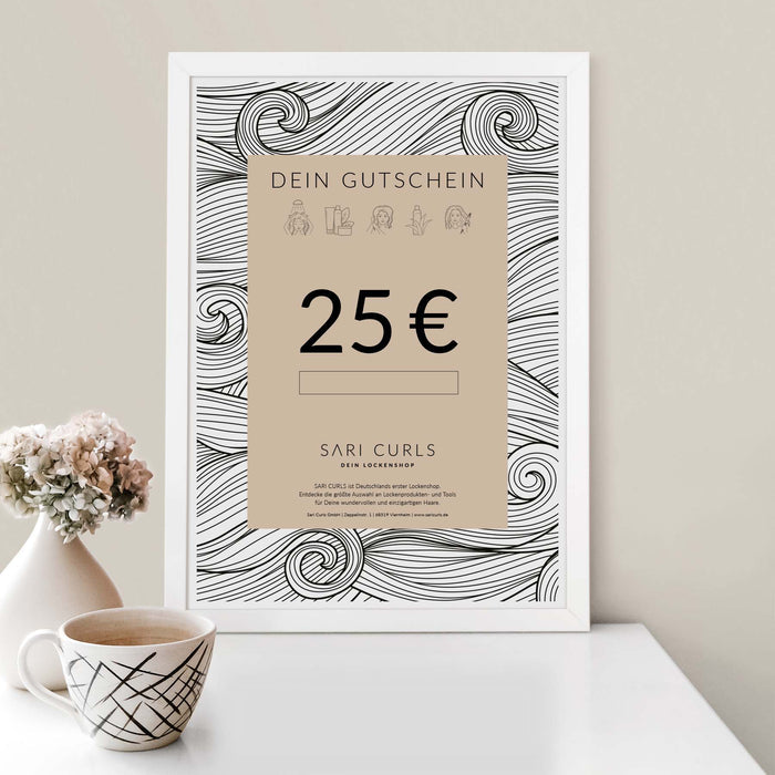 Gutschein per E-Mail | 25 Euro Geschenkgutscheine SARI CURLS | Dein Lockenshop