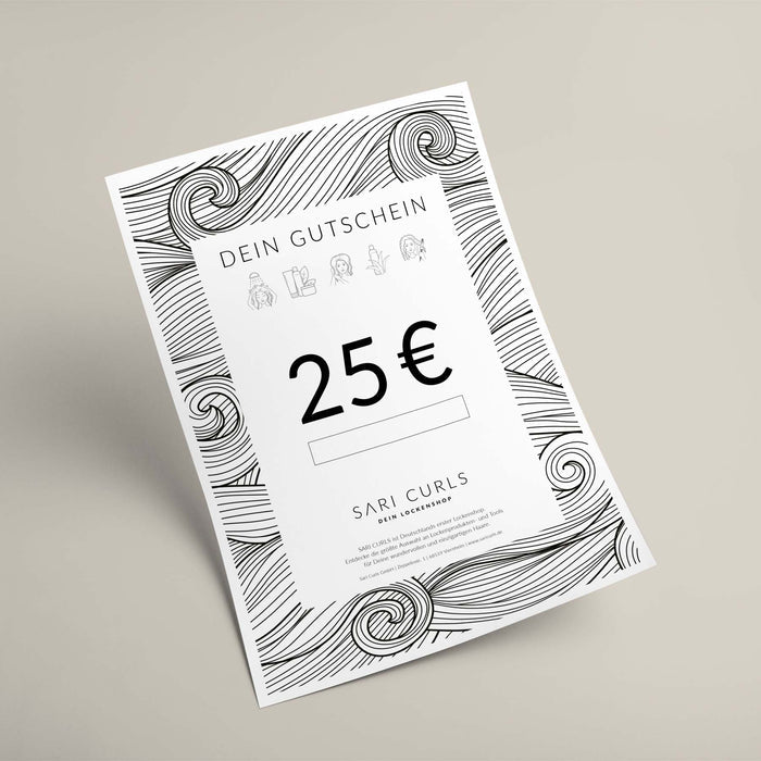Gutschein per E-Mail | 25 Euro Geschenkgutscheine SARI CURLS | Dein Lockenshop