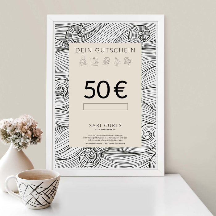 Gutschein per E-Mail | 50 Euro Geschenkgutscheine SARI CURLS | Dein Lockenshop