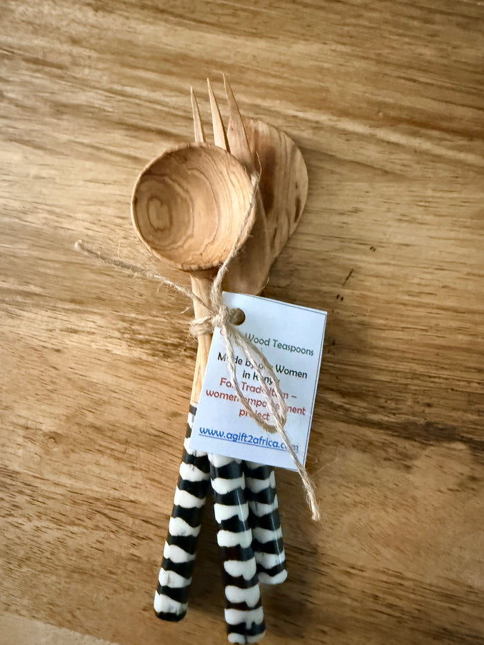 Handmade Olive Wood & Bone Mini Kitchen Utensil Set – 7 Inches | Artisan Crafted in Kenya